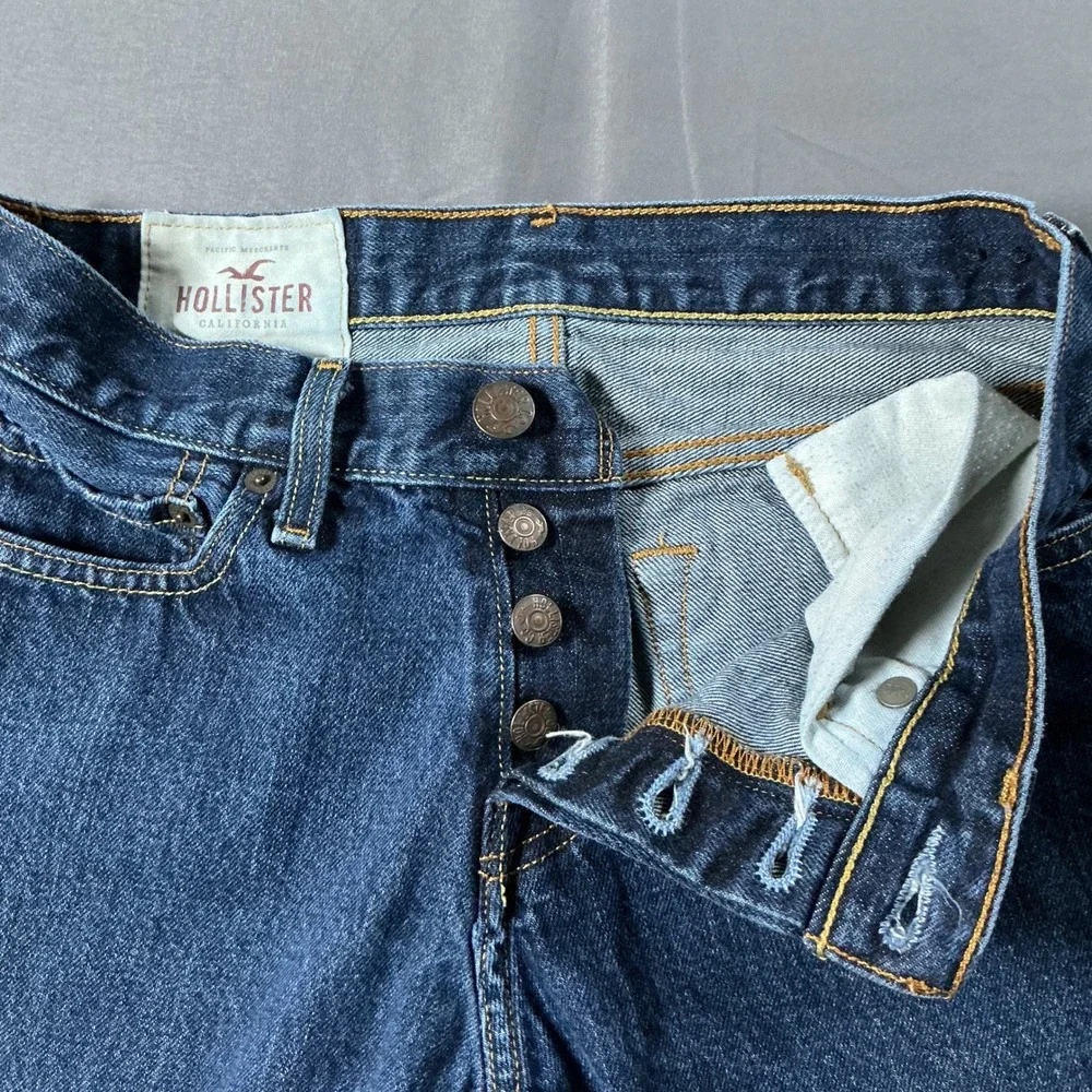 Hollister Skinny Jeans Mens 28x30 Dark Wash Button Fly Denim Blue